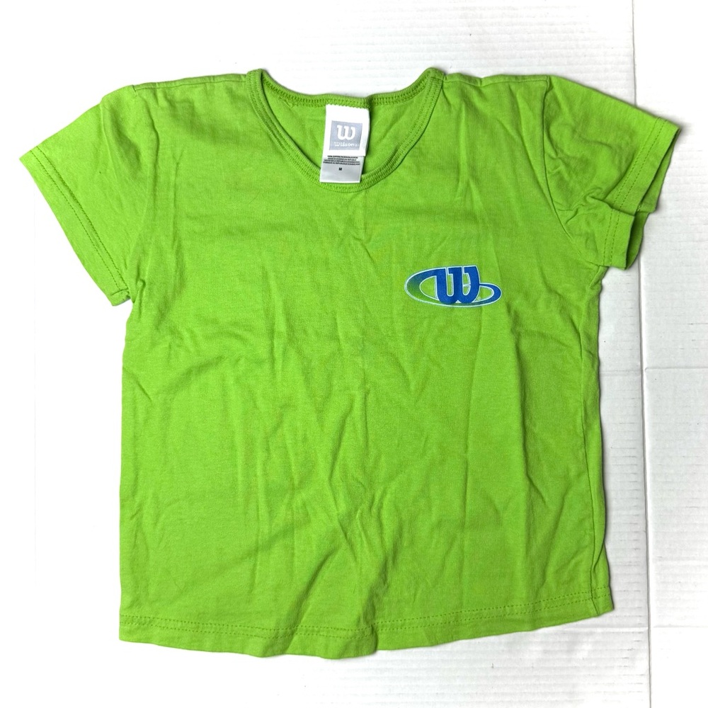 Vintage Wilson Youth Girls Medium T-Shirt Tee Neon Green Short Sleeve 90s Sports
